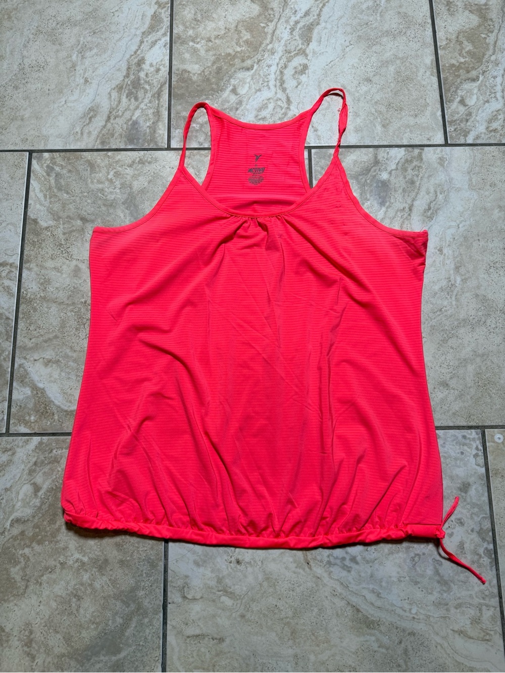 Old Navy Neon Pink Drawstring Racerback Tank